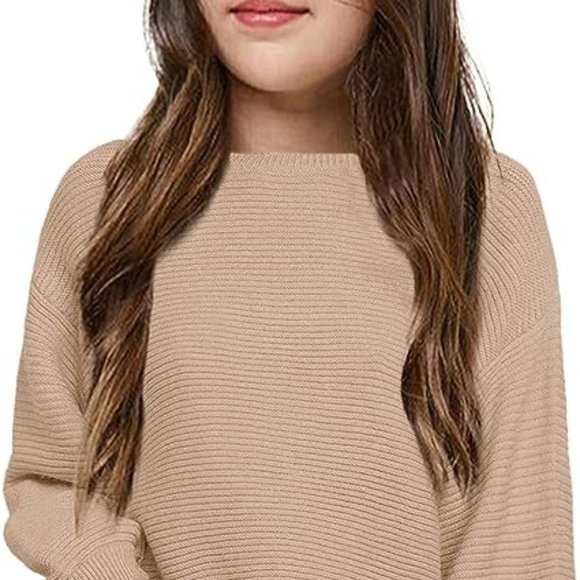 Girls Pullover Sweaters Kids Long Sleeve Drop Shoulder Sweaters - Picture 1 of 5